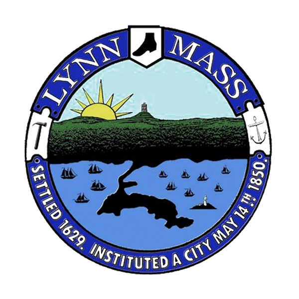 the lynn mass seal is shown in blue and white.