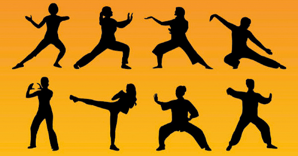 a series of silhouettes of people doing different poses.