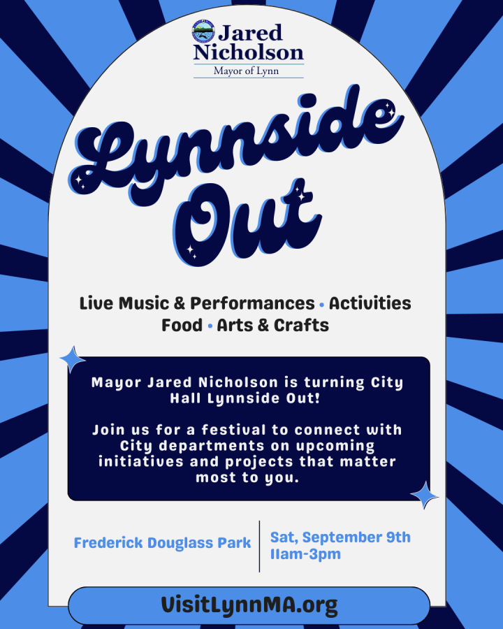 A flyer promoting Lynnside out, a cultural event showcasing Lynn's arts and culture scene.