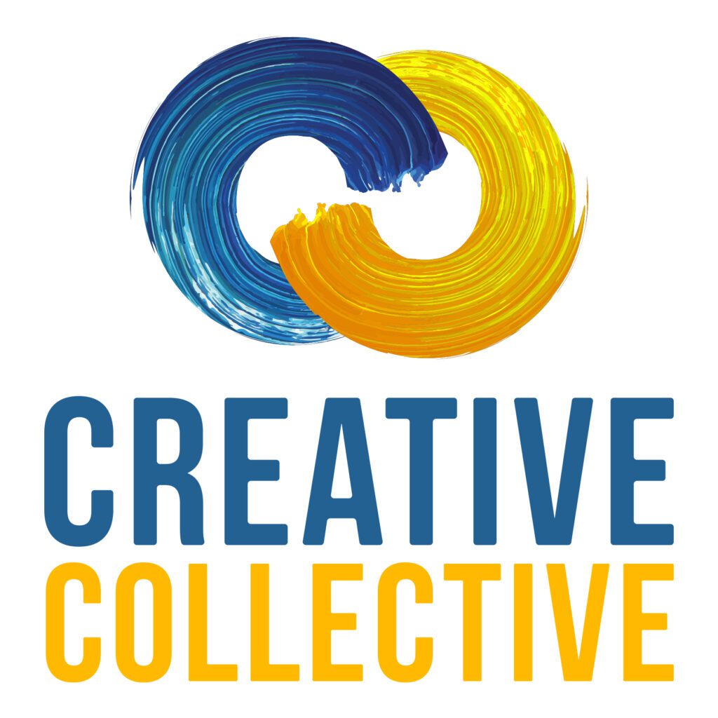 The Lynn Arts & Culture logo creatively incorporates blue and yellow swirls.