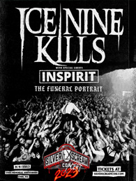 A poster for ice nine kills with a crowd of people.