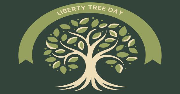 Imagine a sleek logo featuring a tree with green and beige leaves, perfectly framed by an elegant arch. Inside the arch, you'll find the words "Liberty Tree Day" in eye-catching green. This design isn't just visually appealing—it's an invitation to celebrate nature and freedom in style. Perfect for any eco-friendly event or campaign focused on sustainability and liberty!