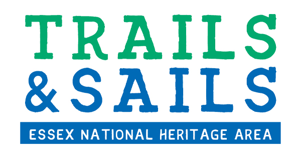 Discover "TRAILS & SAILS" with our eye-catching logo that combines vibrant green and blue. Proudly featuring "ESSEX NATIONAL HERITAGE AREA" in sleek white lettering on a striking blue background, our design captures the essence of adventure and heritage. Dive into unique experiences today!