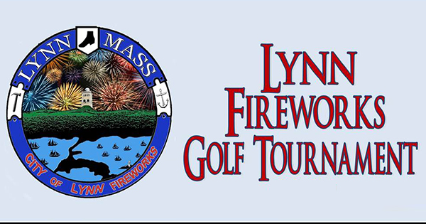 Introducing the eye-catching Lynn Fireworks Golf Tournament logo! This design showcases a circular emblem bursting with fireworks and a distinctive lighthouse, all proudly displaying the words "City of Lynn Fireworks." The vibrant blue and red text set against a light blue backdrop creates an inviting and energetic feel, perfect for grabbing attention.