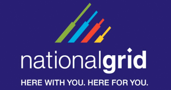 National Grid logo with the text “HERE WITH YOU. HERE FOR YOU.” underneath.
